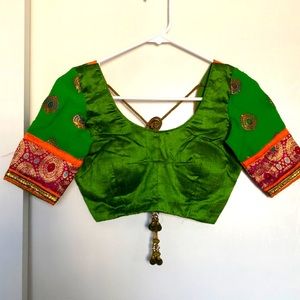lehenga blouse Indian saree blouse garba chaniya Choli blouse green orange